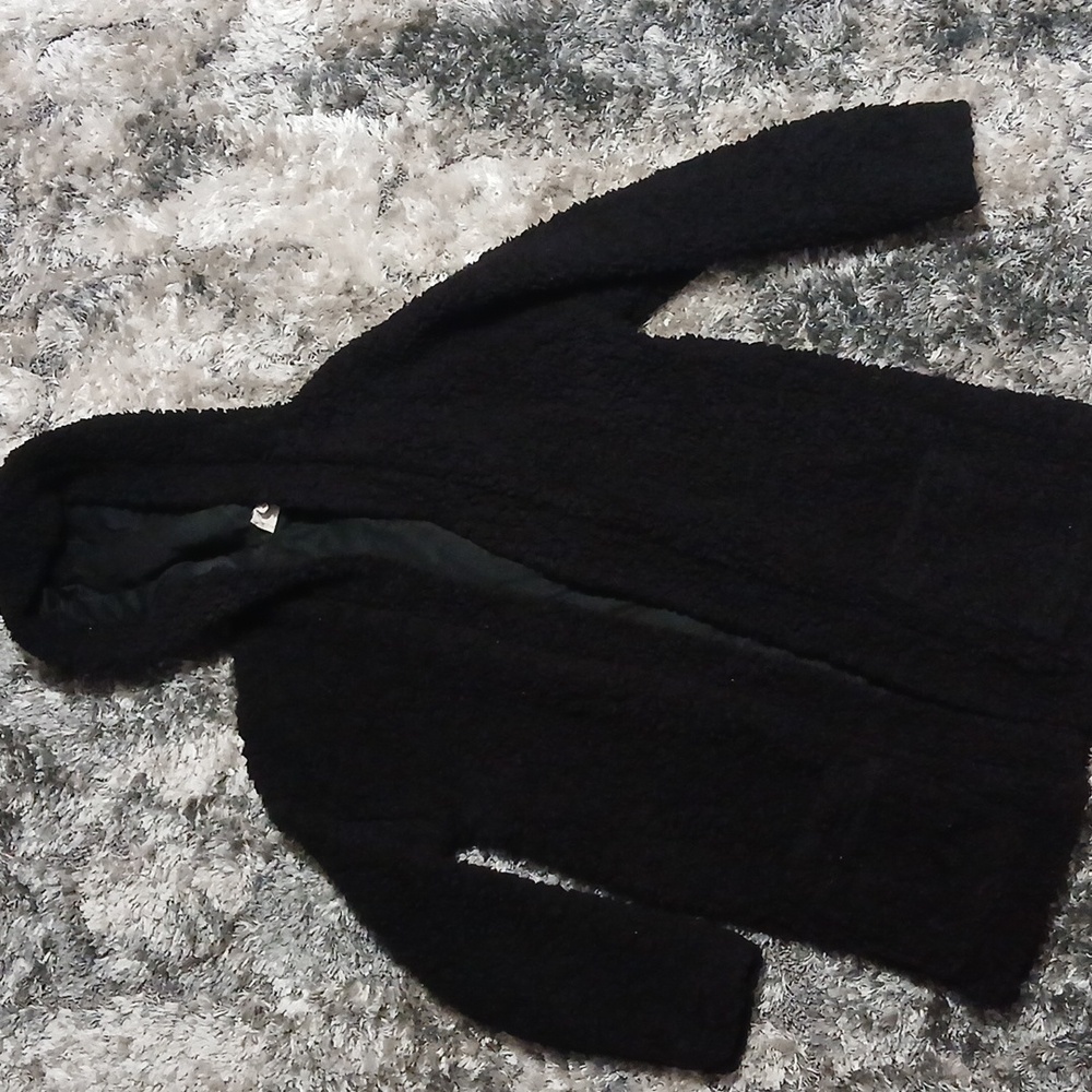 Hooded Teddy Black Coat
